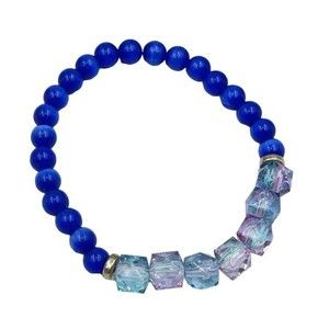 Colorful beads Navy Blue Agate Bracelet